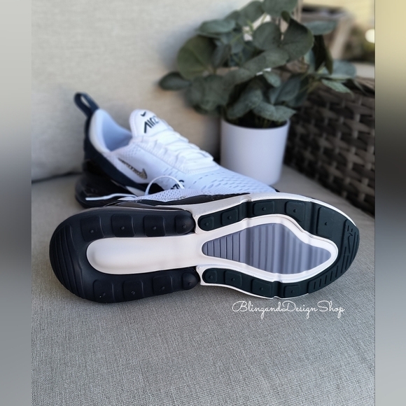 Bling Nikes Air Max 270 Sneakers Shoes with Clear Crystals Womens White Teal - Picture 9 of 9